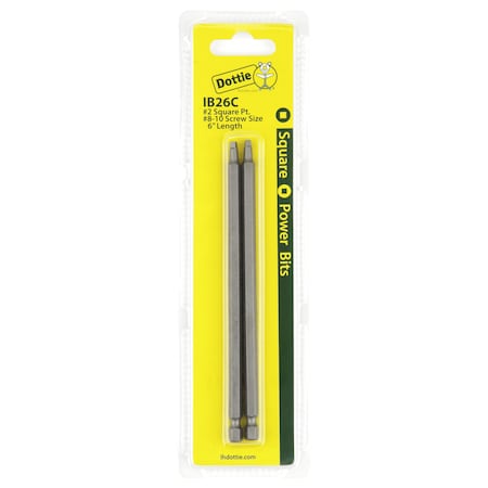 Dottie L.H. Dottie No 2 x 6'' Square Drive Power Bit (Carded) IB26C
